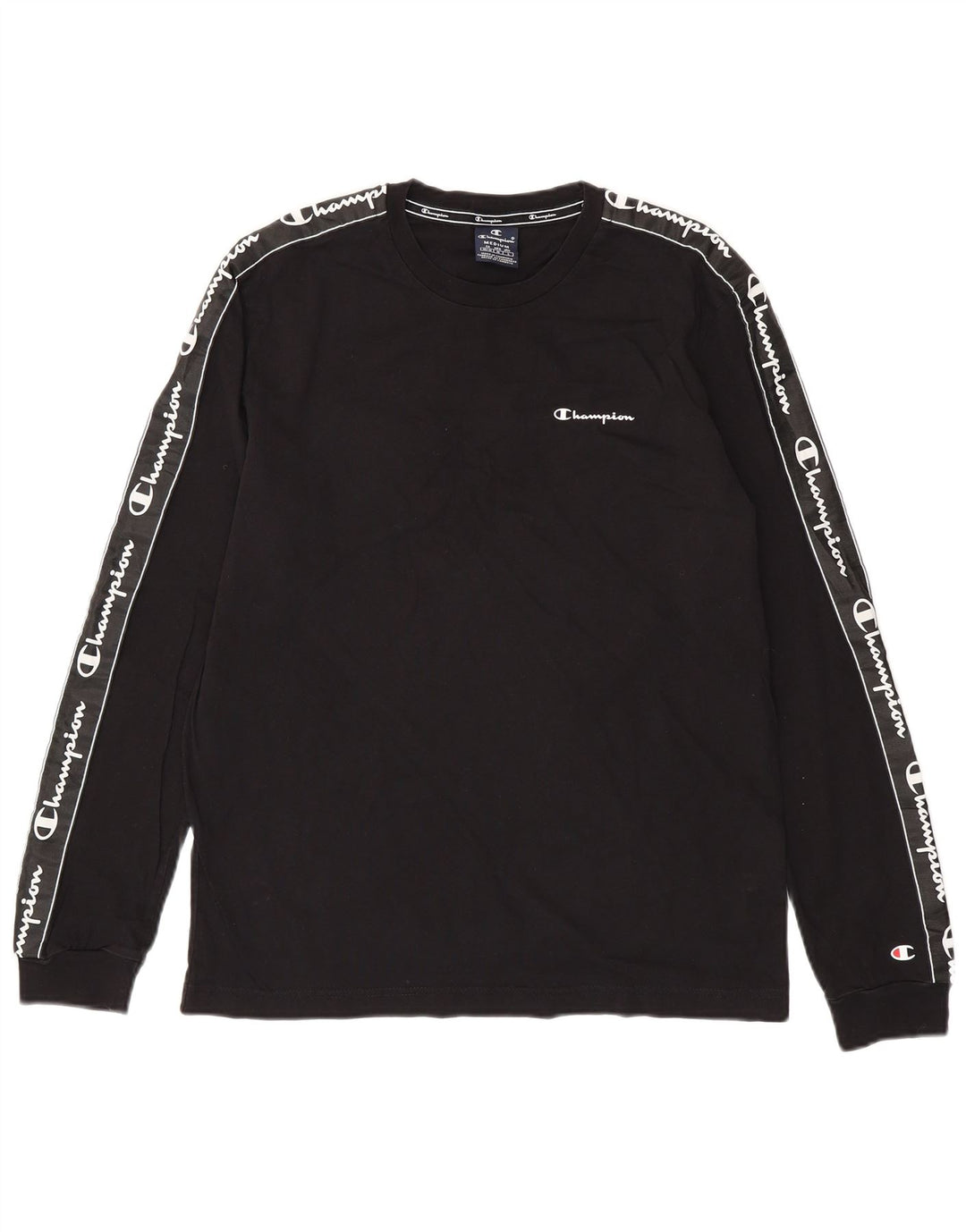 CHAMPION Mens Graphic Top Long Sleeve Medium Black