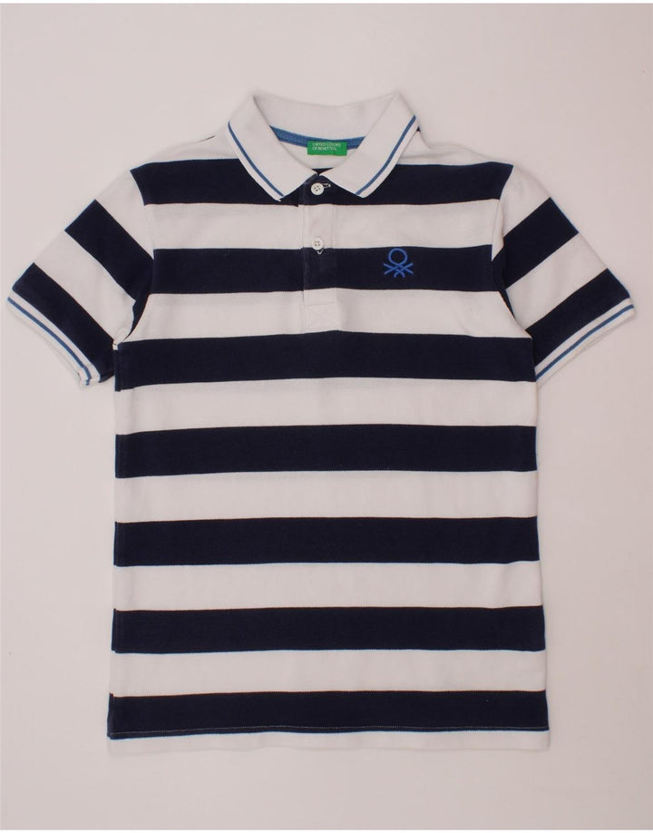 Chłopięca koszulka polo BENETTON 10-11 lat XL, granatowa, bawełniana w paski