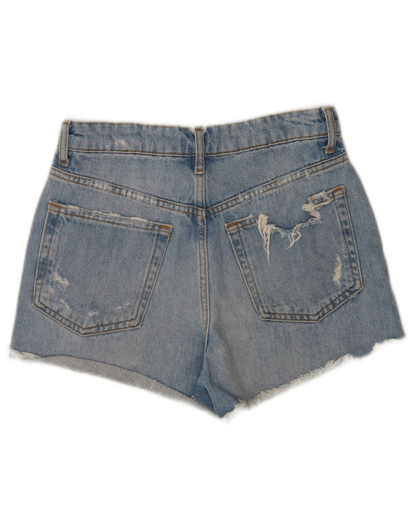 Zara Womens Distressed Denim Shorts EU 36 XS W26  Blue