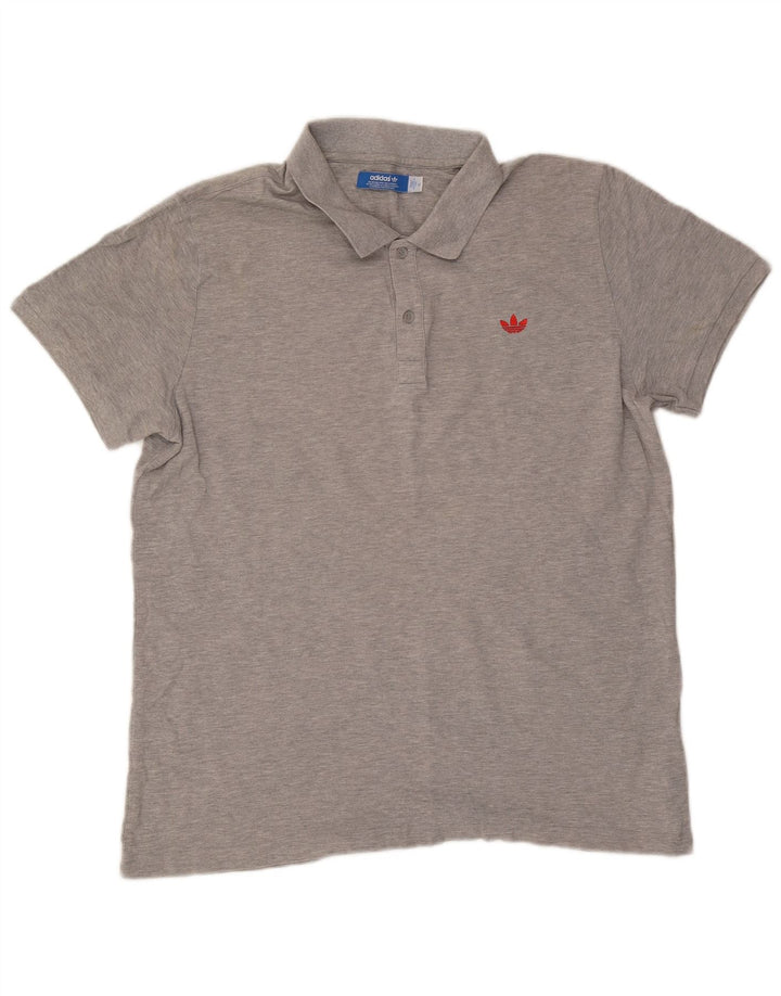 Męska koszulka polo Adidas XL, szara, bawełniana w plamki