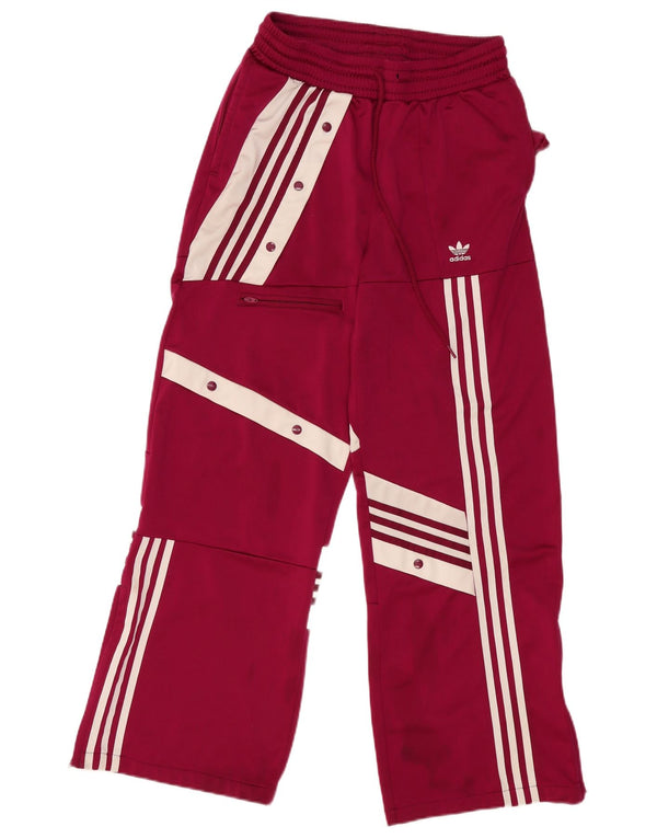 Adidas Womens Cargo Tracksuit Trousers UK 14 Medium Burgundy Colourblock