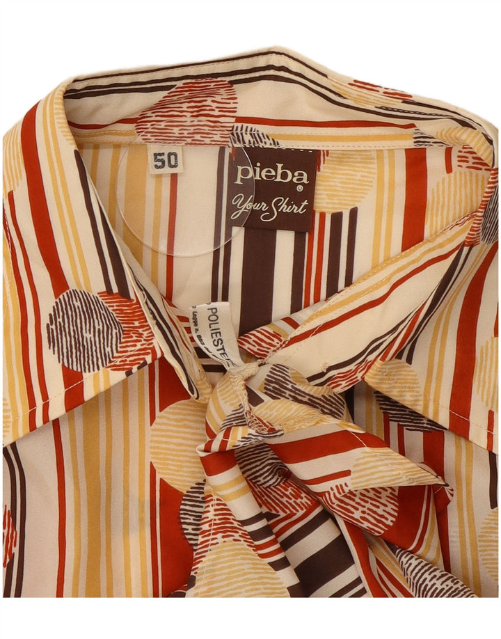 Koszula damska vintage IT 50 XL z poliestru w beżowe paski