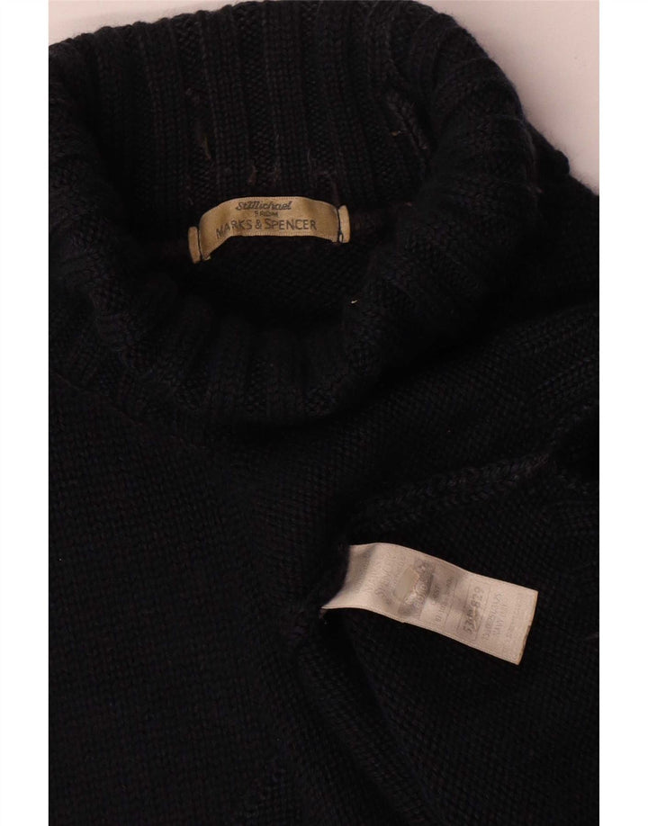 Marks & Spencer Męski sweter z golfem, średni granatowy, wełniany