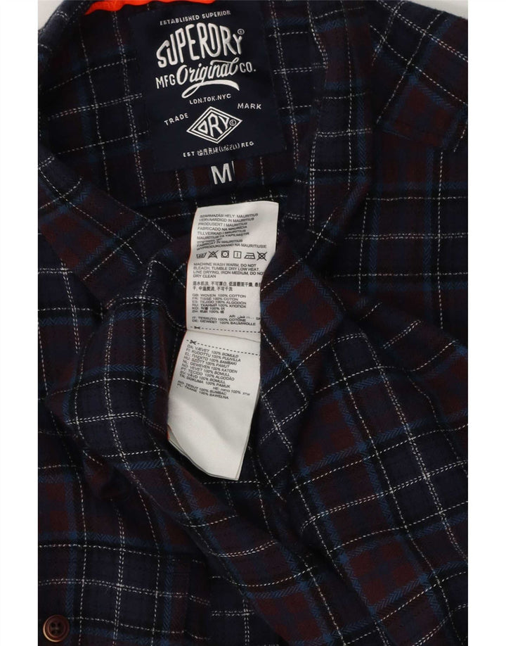 Męska koszula flanelowa Superdry o regularnym kroju, średnia, granatowa, bawełniana w kratkę