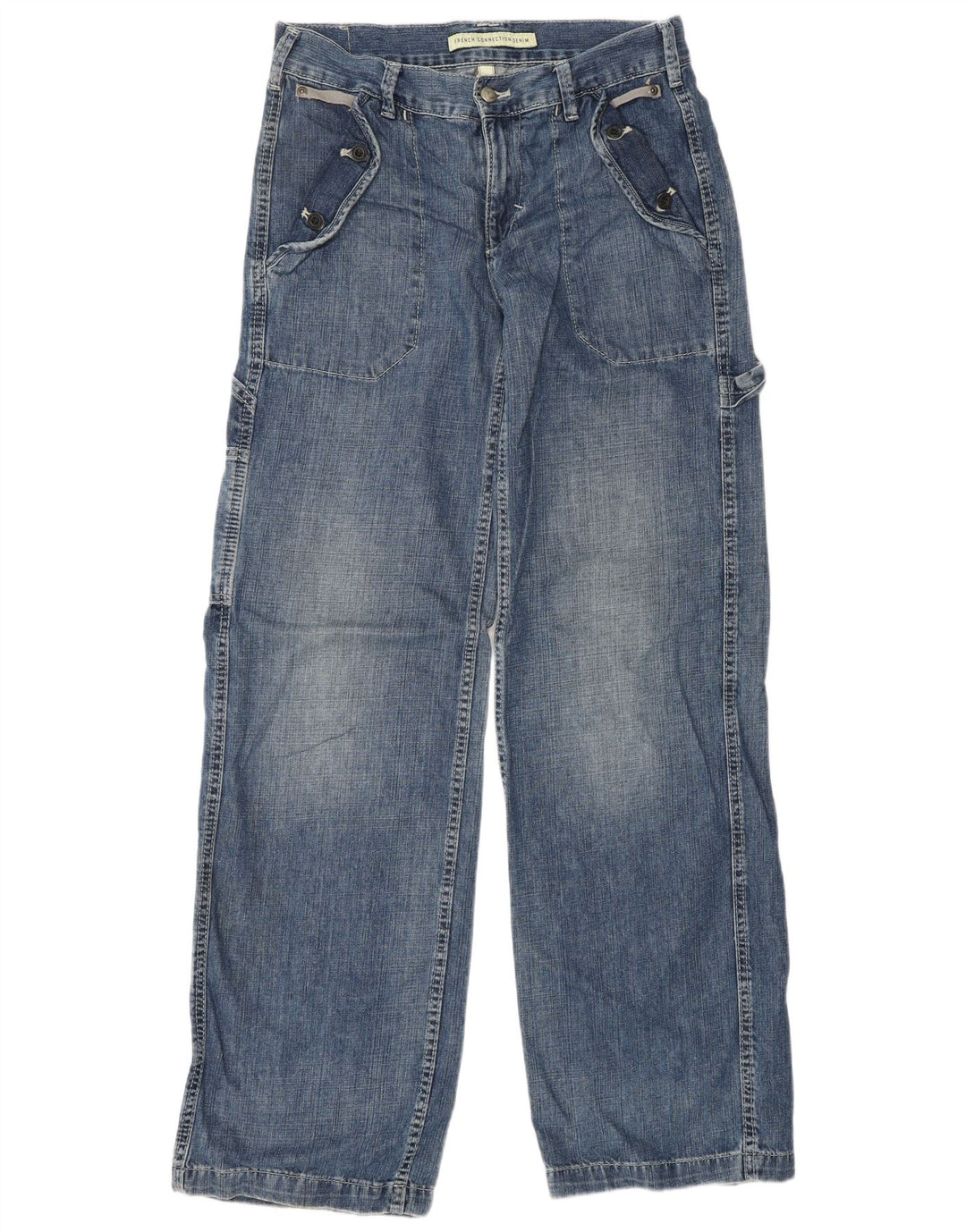 FRENCH CONNECTION Damskie jeansy Cargo Straight UK 8 Small W30 L33 Niebieskie