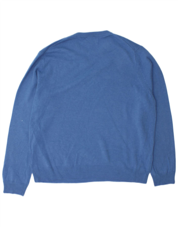 Marks & Spencer Męski sweter z okrągłym dekoltem 2XL Niebieska wełna