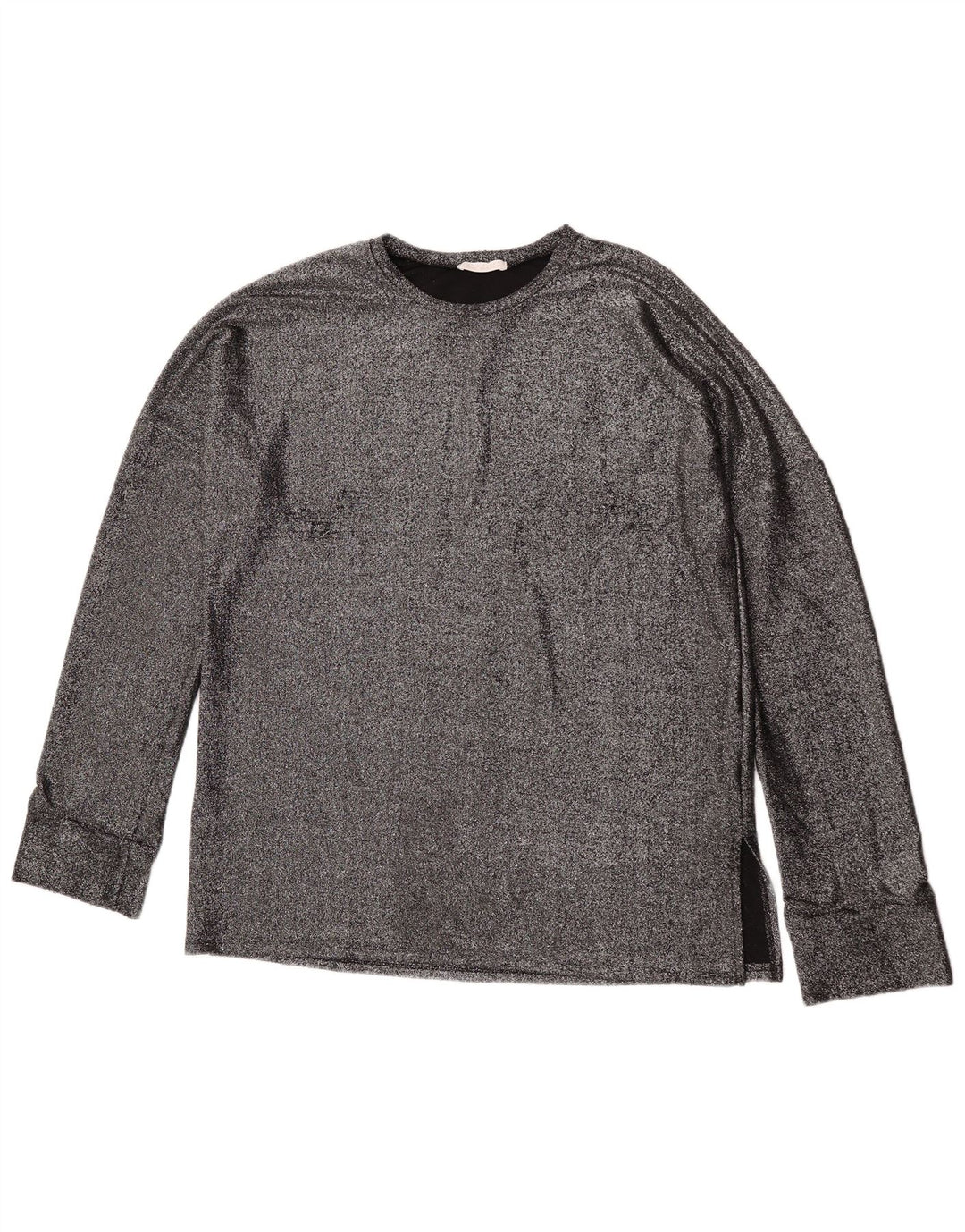 Damski top oversize Zara z długim rękawem, UK 10, mały, srebrny poliamid