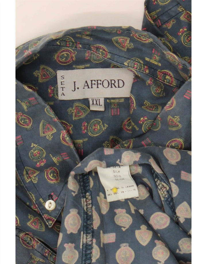 Koszula męska w stylu vintage w abstrakcyjny wzór 2XL Niebieski geometryczny jedwab