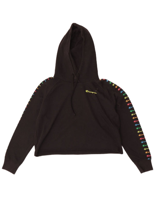 Damska bluza z kapturem Champion Crop Graphic UK 10 Small, czarna bawełna