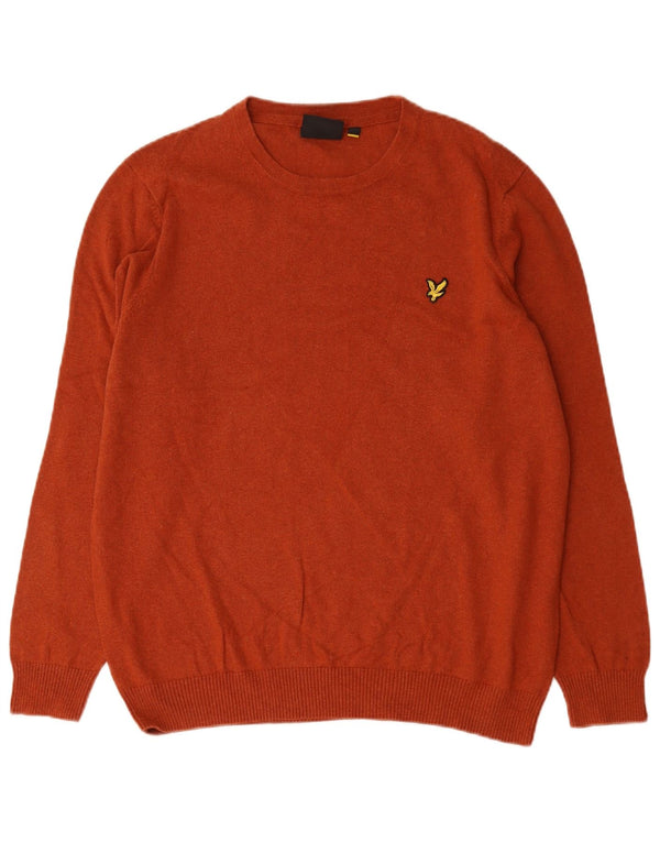 Męski sweter z dekoltem w łódkę Lyle & Scott 2XL, pomarańczowy, bawełniany