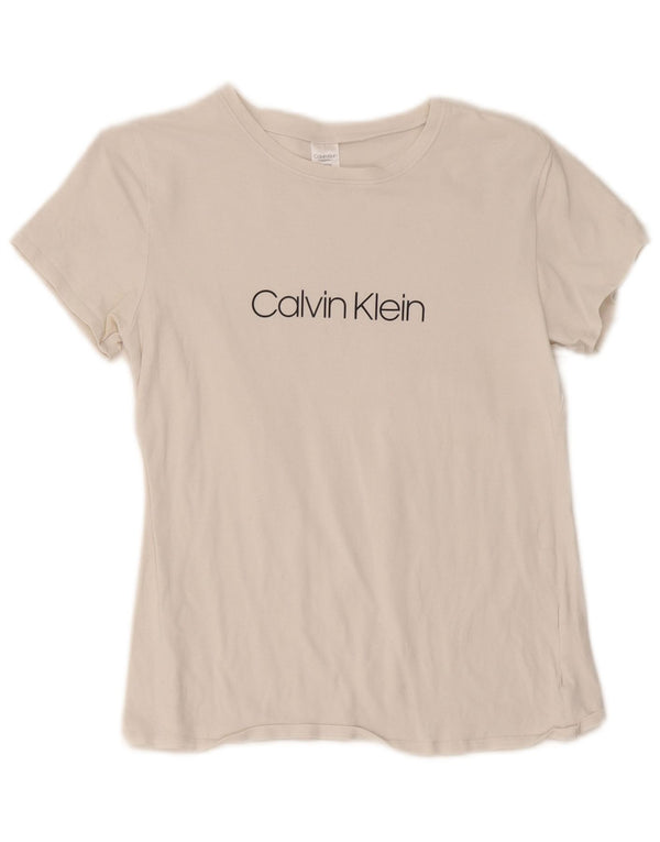 Damska koszulka z grafiką Calvin Klein Top UK 10, mała, biała bawełna