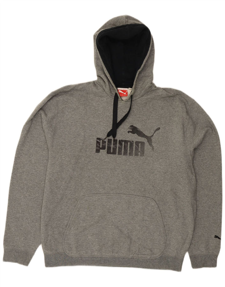 Męski sweter z kapturem i grafiką PUMA, duży, szary, bawełniany