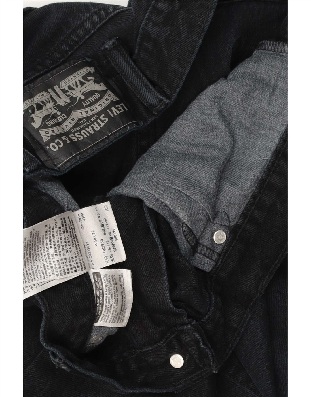 Męskie jeansy Levi's w trudnej sytuacji W38 L32, czarna bawełna