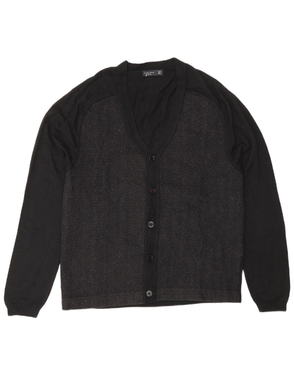 Zara Męski sweter rozpinany XL, czarny, z blokami kolorów