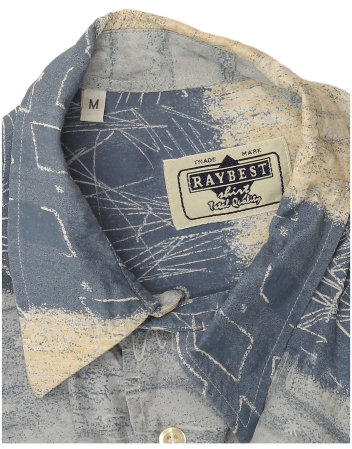 Męska koszula z krótkim rękawem RAYBEST, średnioniebieska, geometryczna