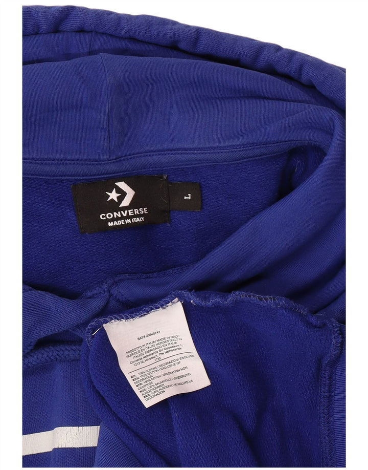 CONVERSE Męski sweter z kapturem i grafiką, duży, niebieski, bawełniany