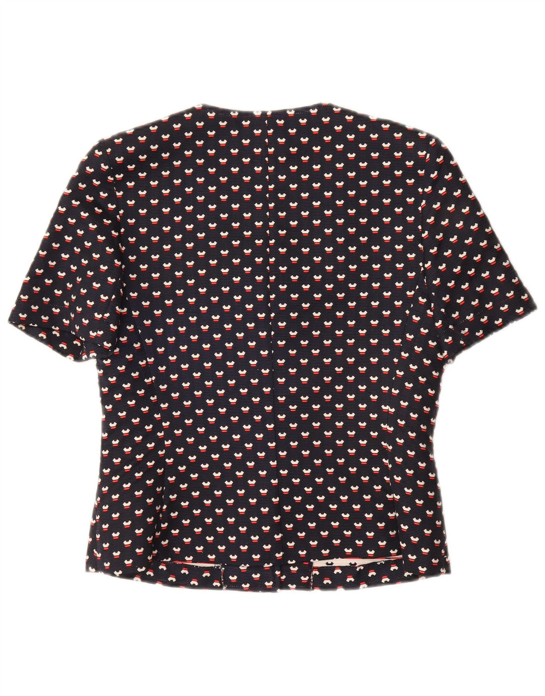 VINTAGE damski zestaw zapinany na 3 guziki i 2 części, UK 12, średni granatowy w cętki