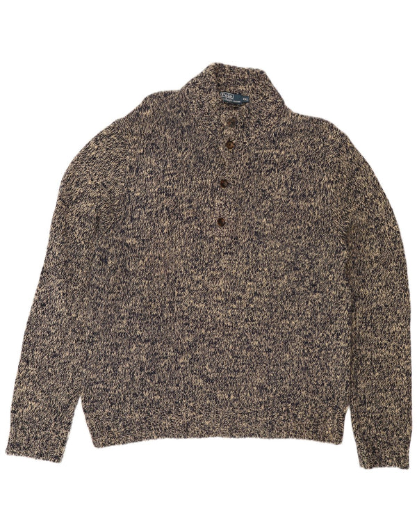 POLO RALPH LAUREN Męski sweter zapinany na guziki, 2XL, szary, bawełniany w plamki