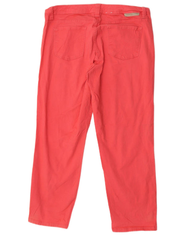 Damskie proste spodnie Calvin Klein US 14 Large W34 L26 Różowe