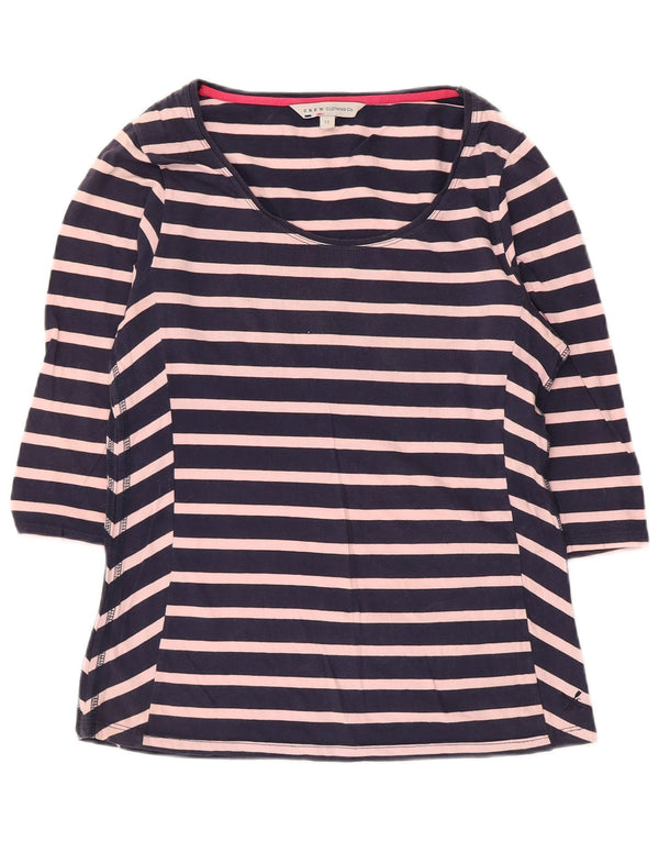 Crew Clothing Top damski z rękawem 3/4, UK 12, średni, granatowy, bawełniany w paski