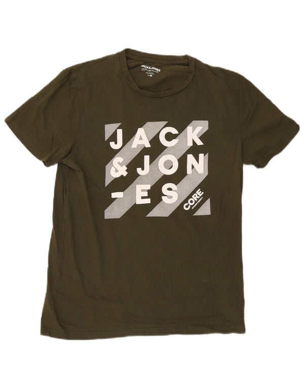Męska koszulka z grafiką Jack & Jones, średnia, bawełniana khaki