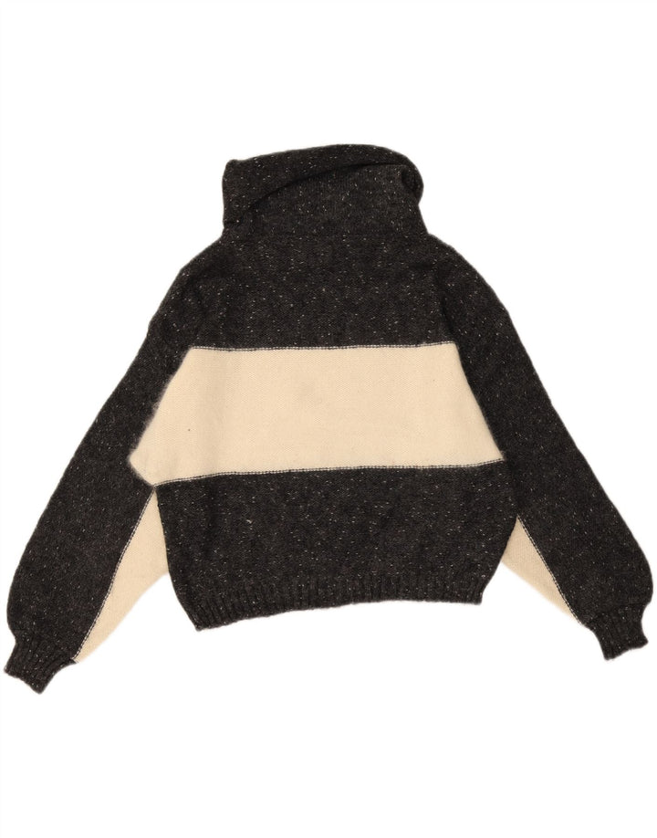 Sweter damski w stylu vintage z golfem UK 14, wełna w kolorze średniej czarnej