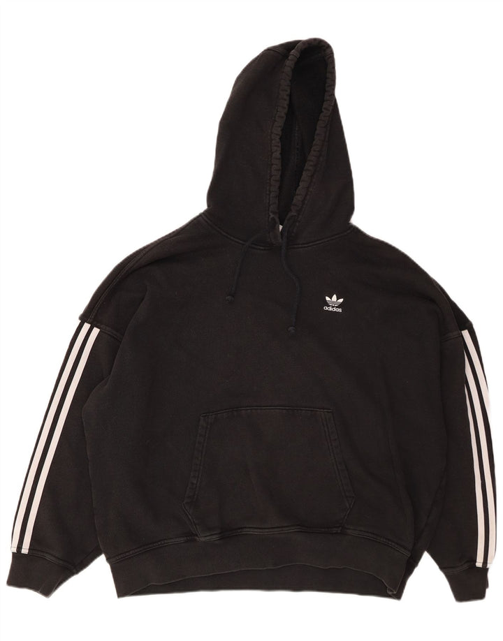 Damski sweter oversize z kapturem ADIDAS UK 10, mały, czarny, bawełniany
