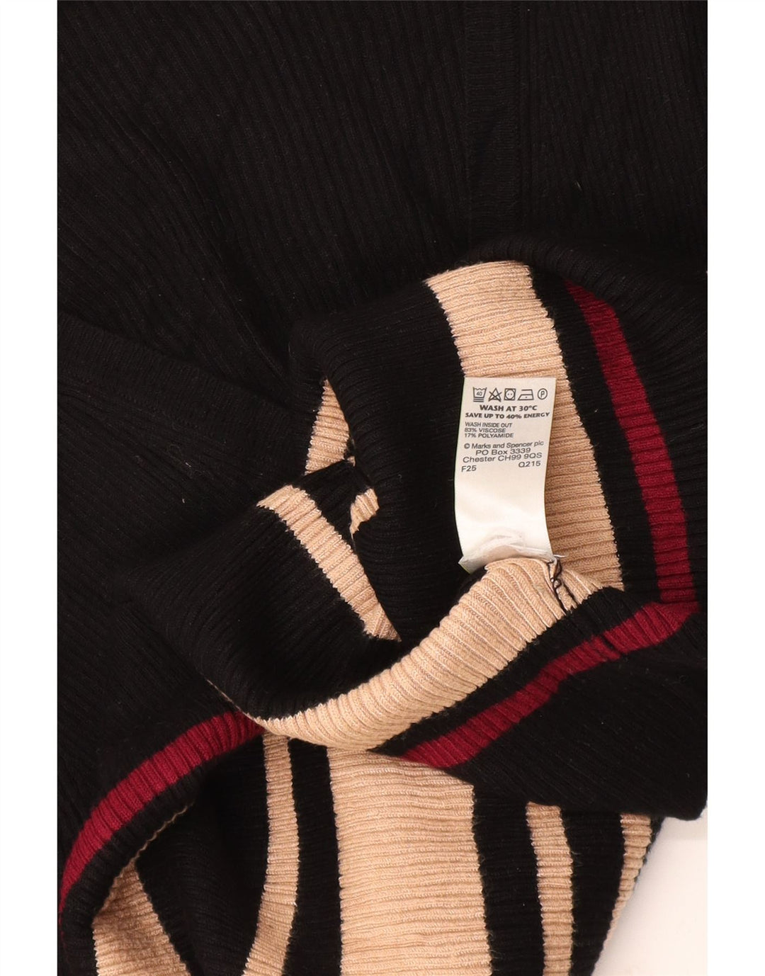Marks & Spencer Damski sweter z dekoltem w kształcie litery V, UK 14, średnie czarne paski