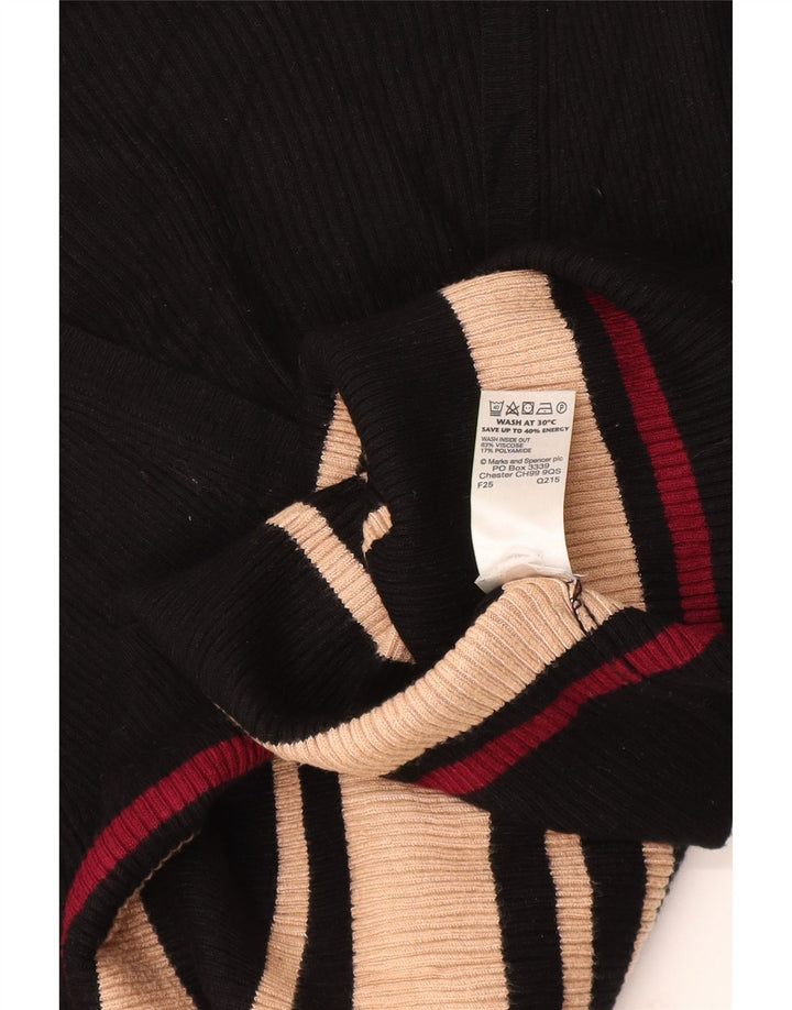 Marks & Spencer Damski sweter z dekoltem w kształcie litery V, UK 14, średnie czarne paski