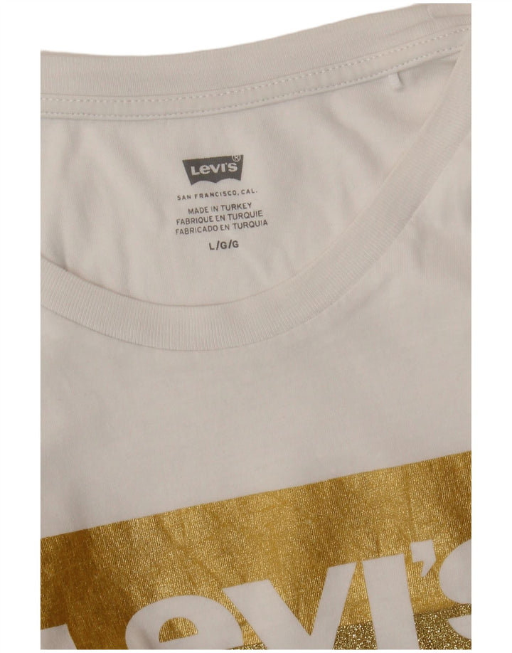 Damska koszulka z grafiką LEVI'S Top UK 16, duża, biała