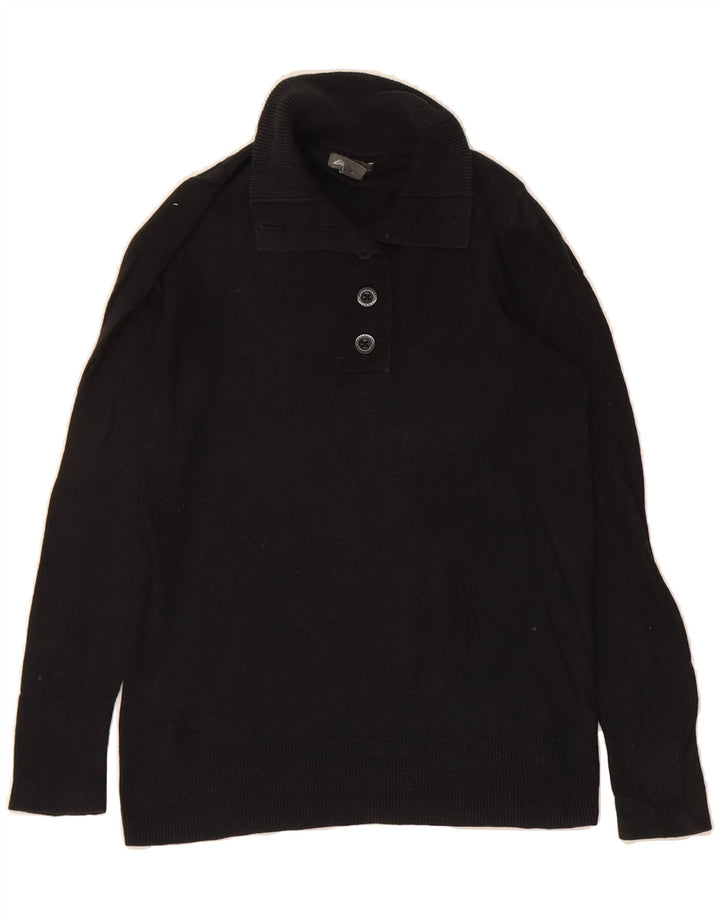 EDDIE BAUER Womens Button Neck Jumper Sweater UK 10 Small Black Cotton Vintage Eddie Bauer and Second-Hand Eddie Bauer from Messina Hembry 