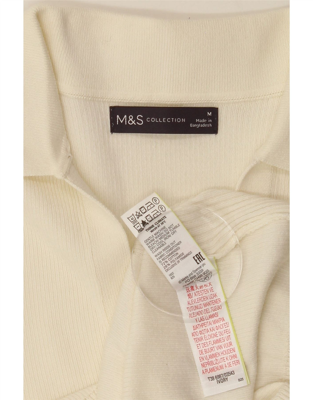 MARKS & SPENCER Womens Polo Neck Jumper Sweater UK 12 Medium Off White Vintage Marks & Spencer and Second-Hand Marks & Spencer from Messina Hembry 