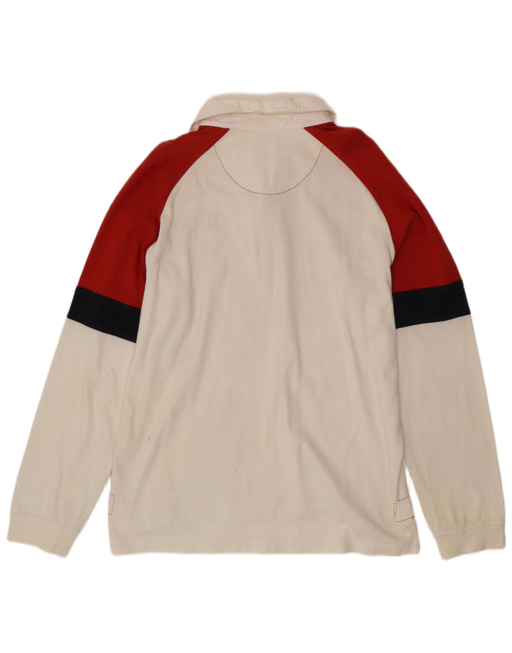 Męska koszulka polo do rugby NIKE z długim rękawem, UK 45/47 XL, biała, z blokami kolorów