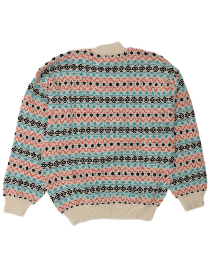 Vintage męski sweter z golfem, średni, wielobarwny, Fair Isle