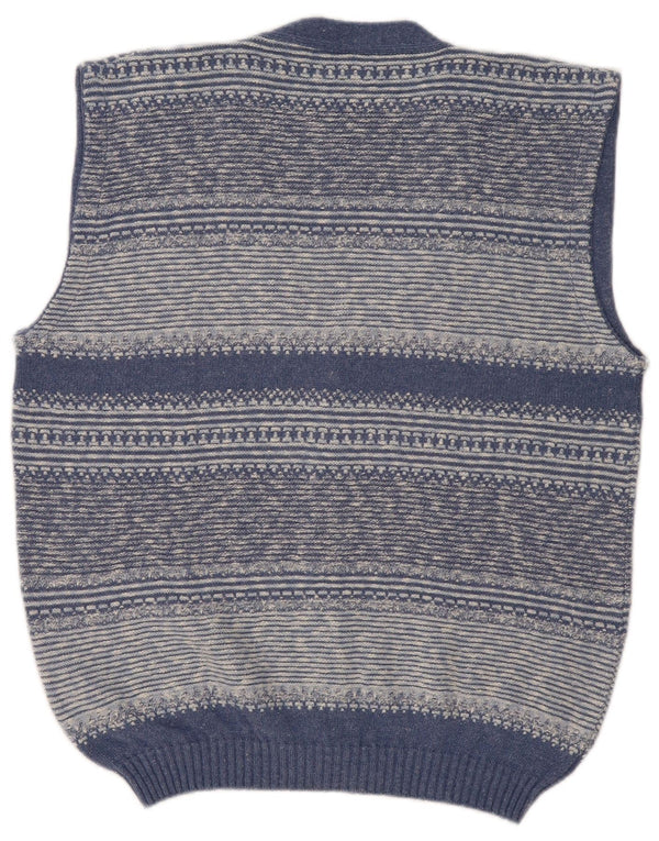 Vintage męski sweter bez rękawów IT 52 w duże niebieskie paski