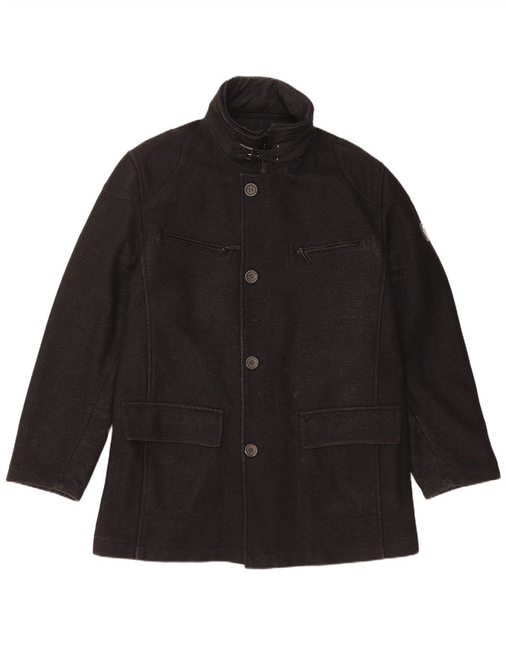 Płaszcz męski Bugatti EU 54 2XL Czarna dziewicza wełna