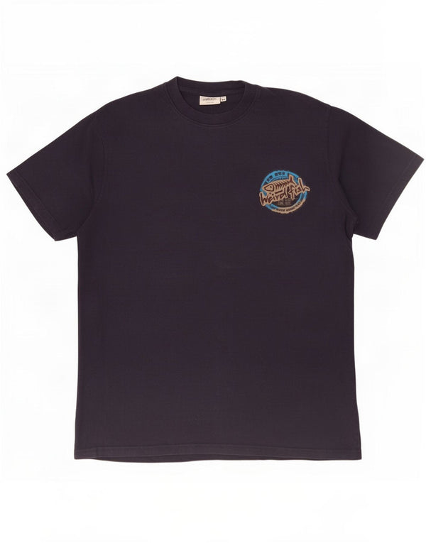 Weird Fish Męski T-shirt z grafiką Top Średni Granatowy Bawełna