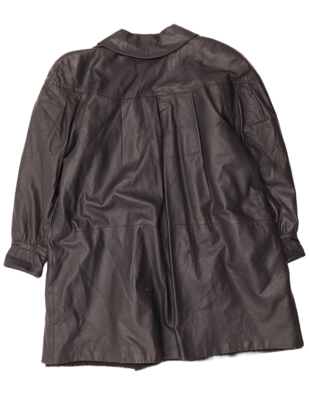 Vintage damski płaszcz skórzany oversize IT 44 średni czarny skórzany klasyczny