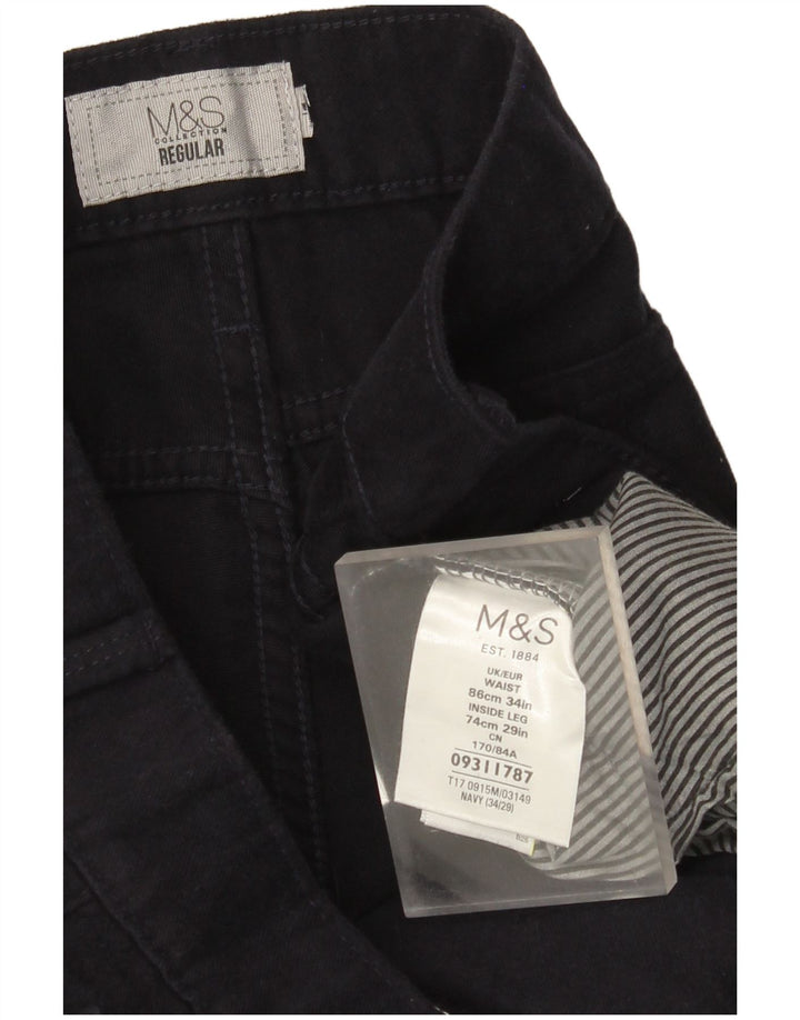 Męskie spodnie codzienne Marks & Spencer Regular Straight W34 L29 Granatowe