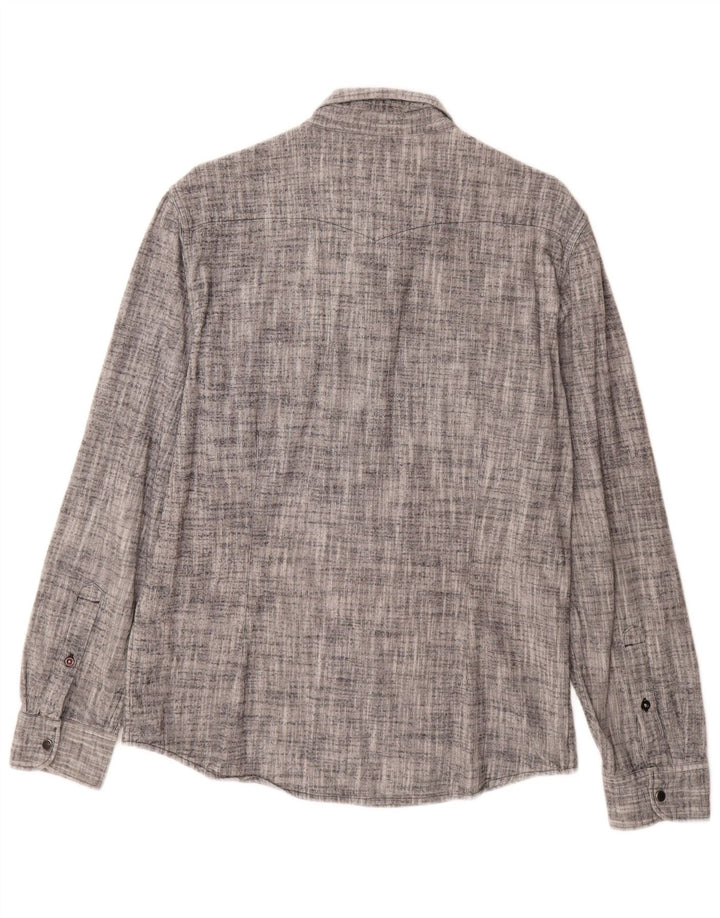 Męska koszula flanelowa Lee Slim Fit, duża, szara, nakrapiana bawełna