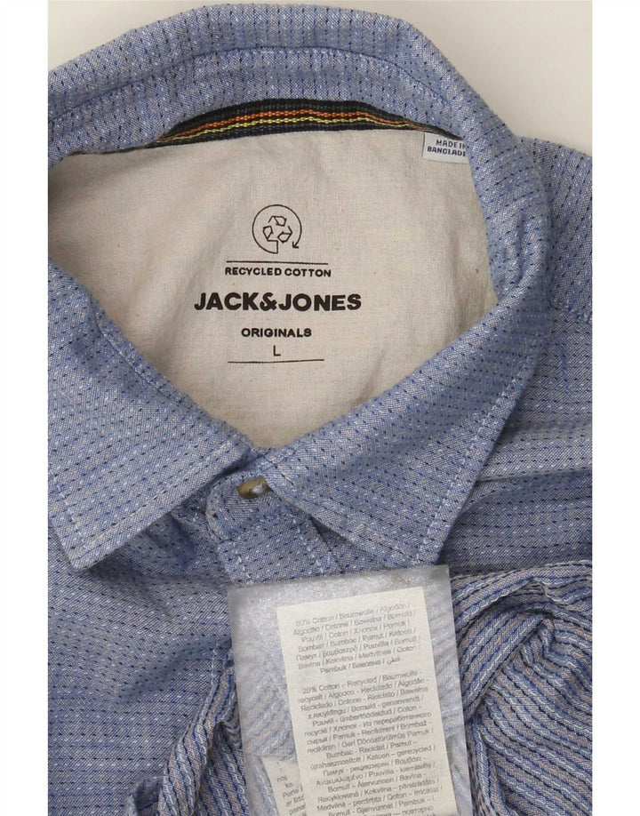 Koszula męska Jack & Jones, duża, niebieska, bawełniana w cętki