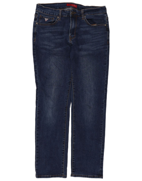 Guess Damskie proste dżinsy W30 L28 Niebieskie bawełniane
