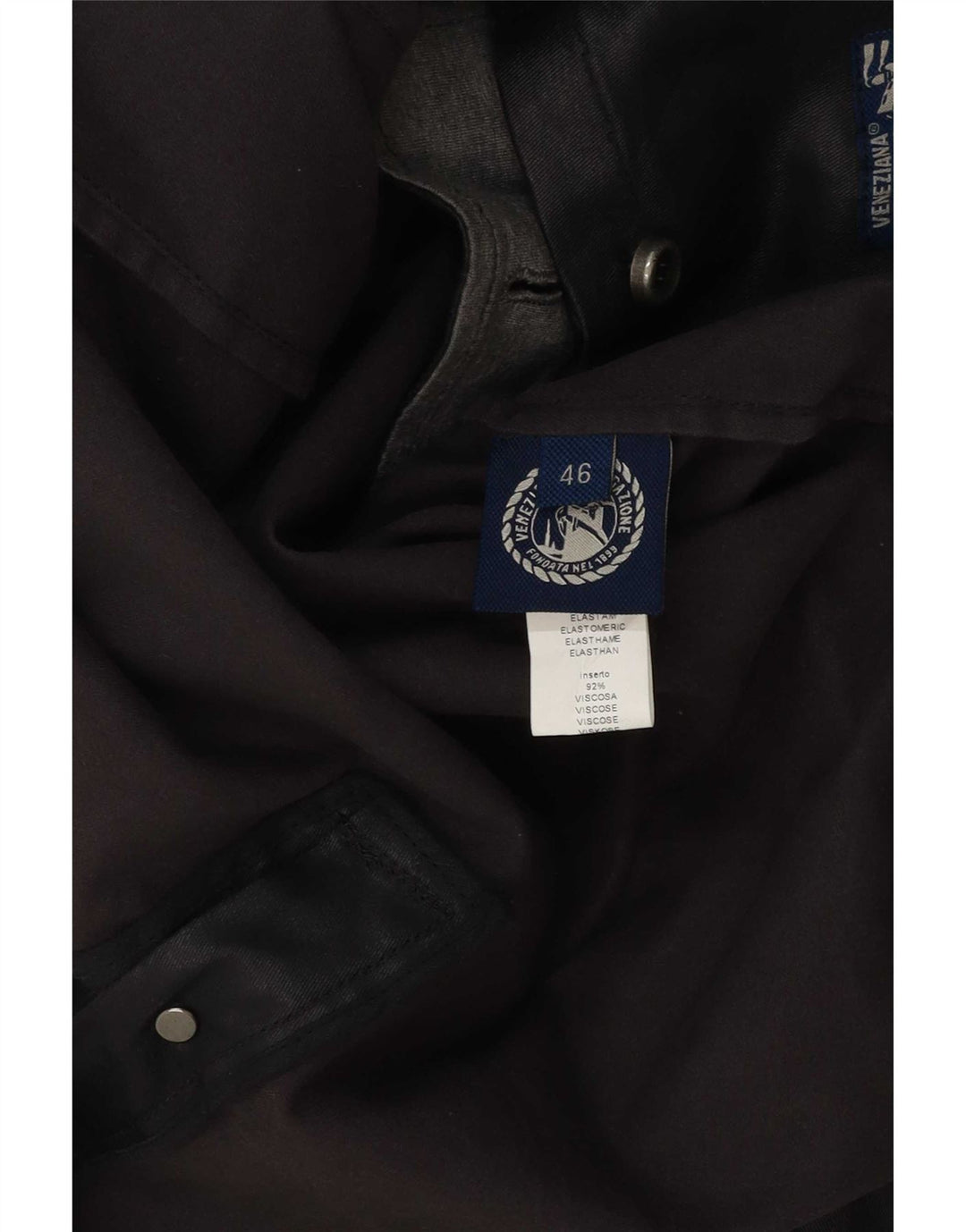 Vintage męska kurtka dwurzędowa z woskowanej bawełny IT 46 Small Black