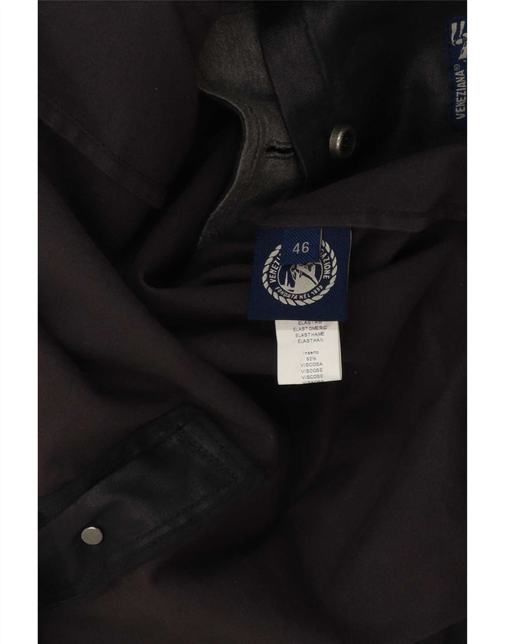 Vintage męska kurtka dwurzędowa z woskowanej bawełny IT 46 Small Black