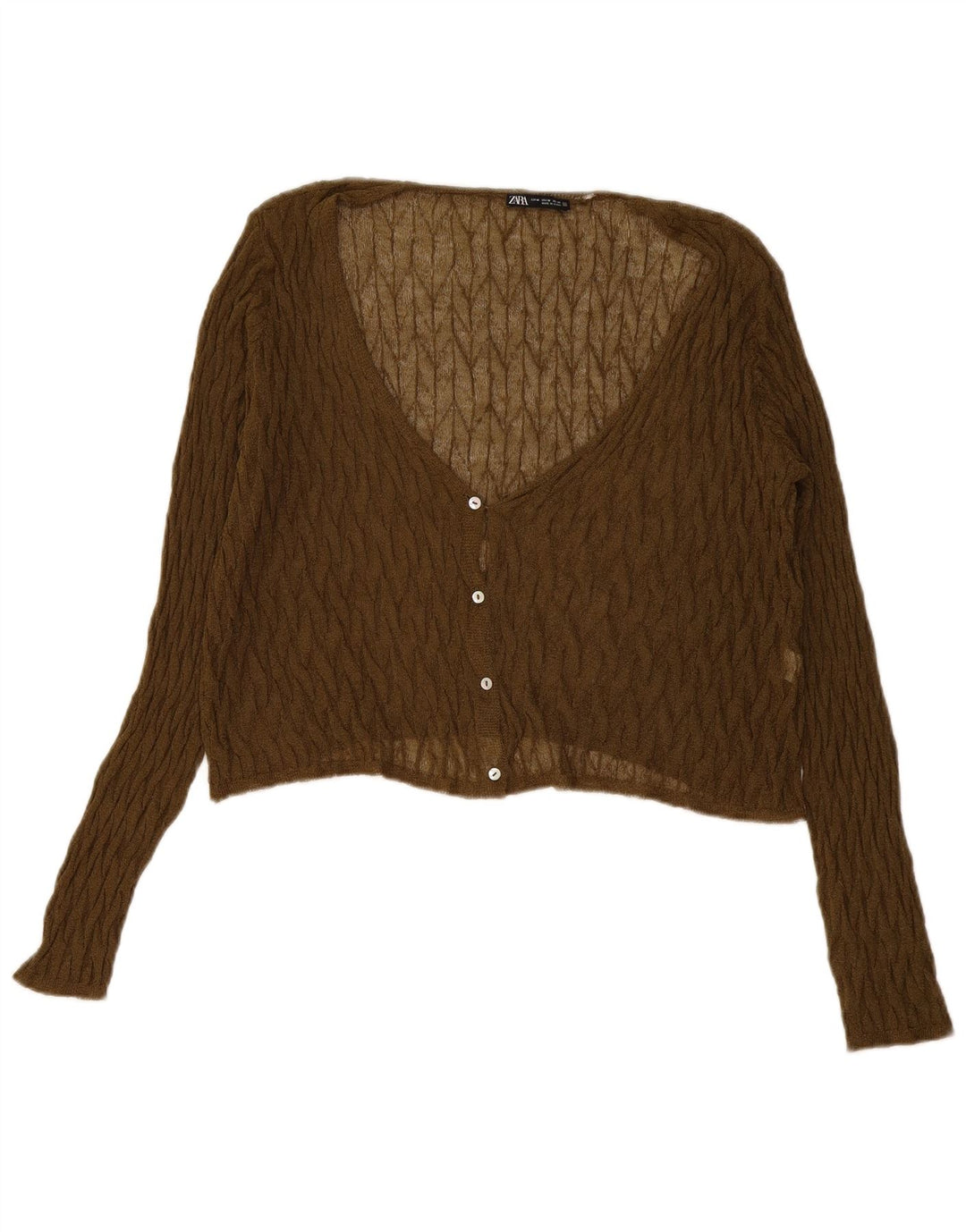 Damski sweterek Zara Crop Cardigan UK 14 Medium Khaki