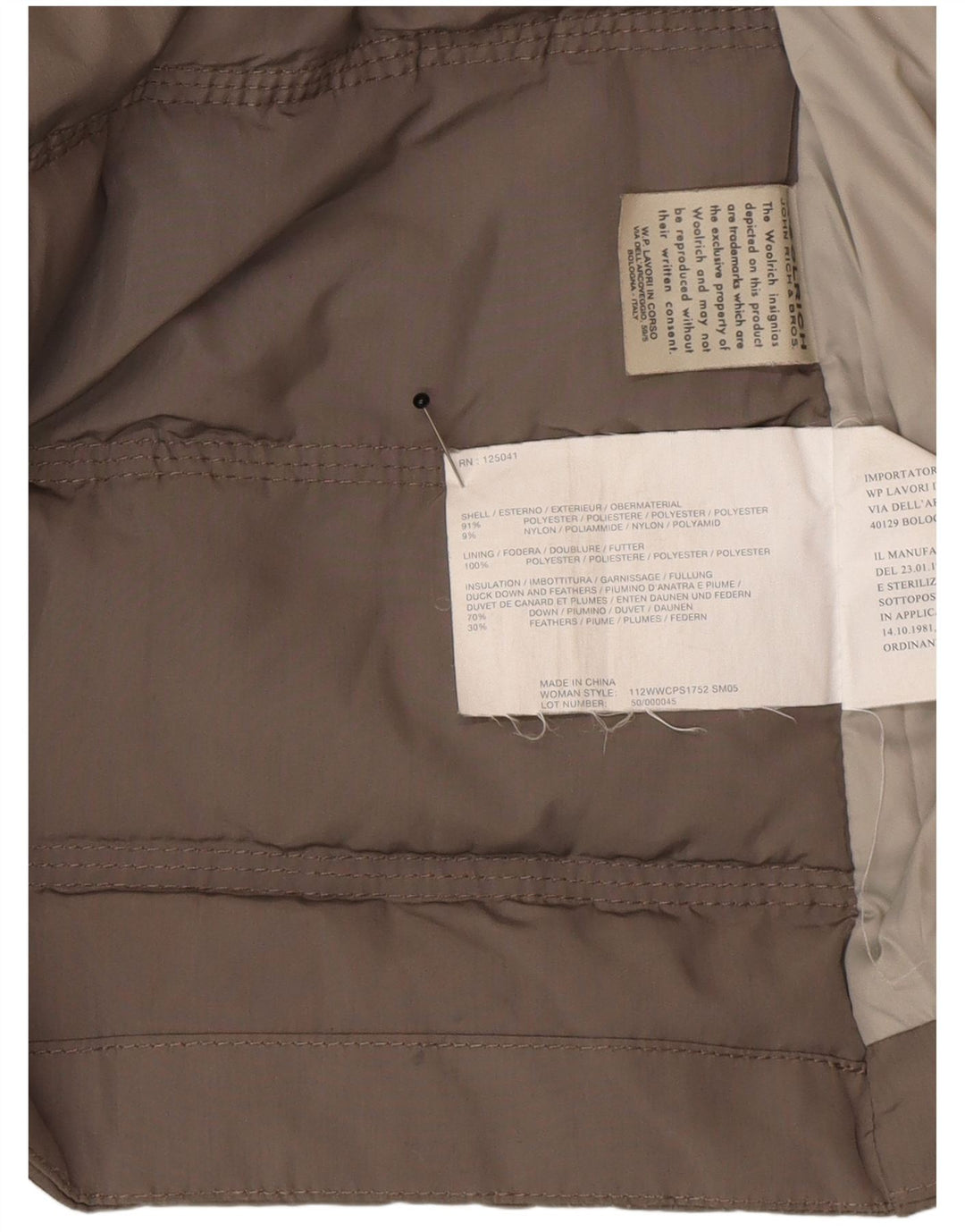 Damski ocieplany płaszcz z kapturem Woolrich UK 6 XS Szary poliester zimowy