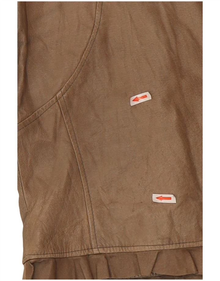 Vintage damska kurtka skórzana typu Crop UK 10 Small Beige