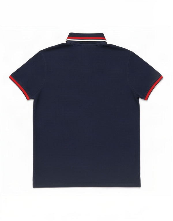 Timberland Mens Slim Fit Polo Shirt Medium Navy Blue Striped Cotton