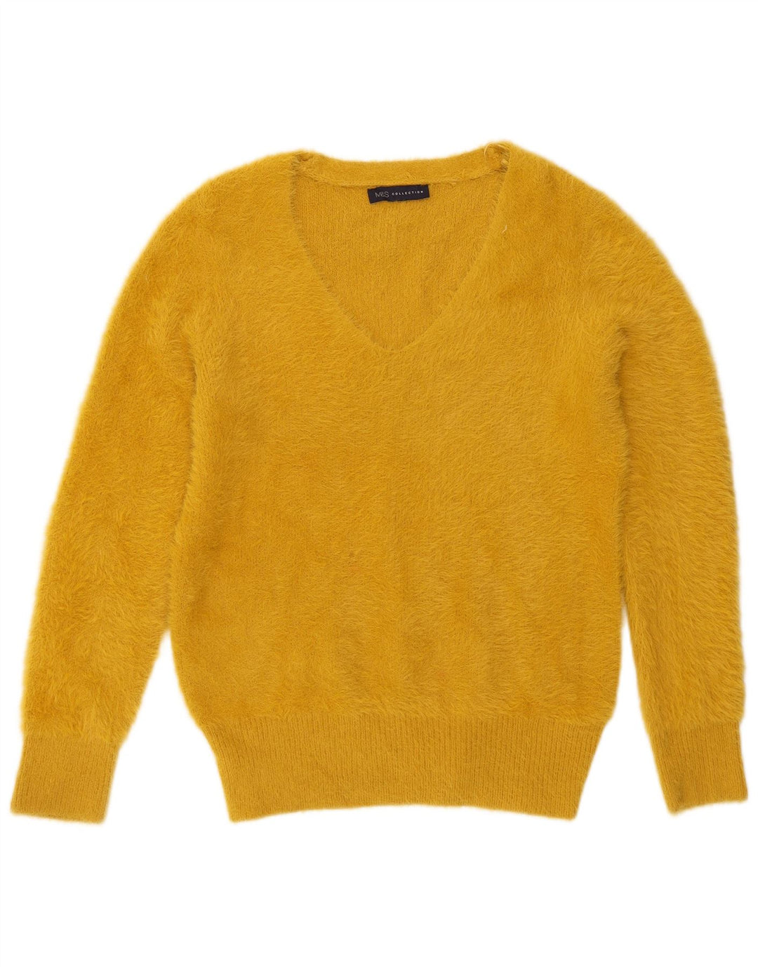 Marks & Spencer Damski sweter z dekoltem w kształcie litery V, UK 14, średni żółty poliamid