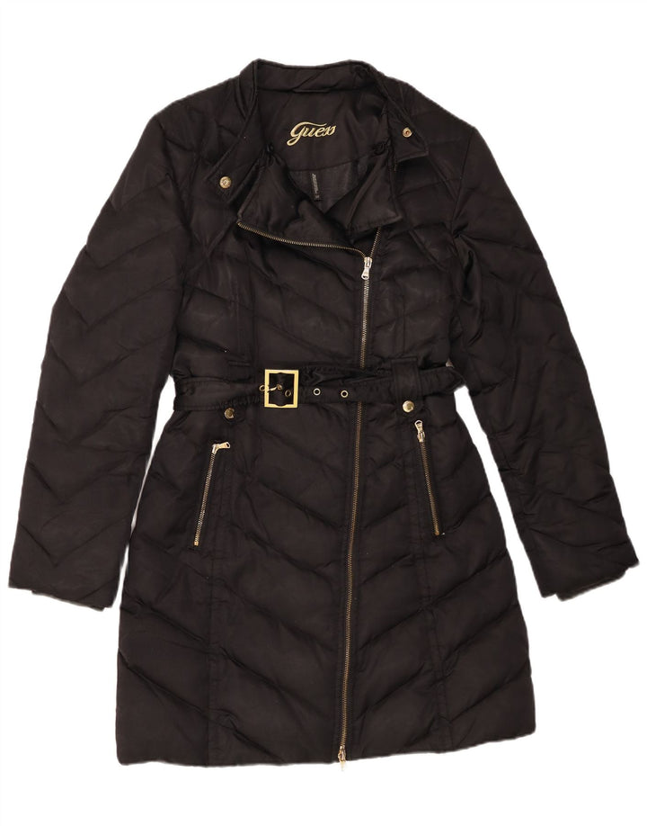 Guess Damski płaszcz ocieplany UK 10, mały, czarny nylon